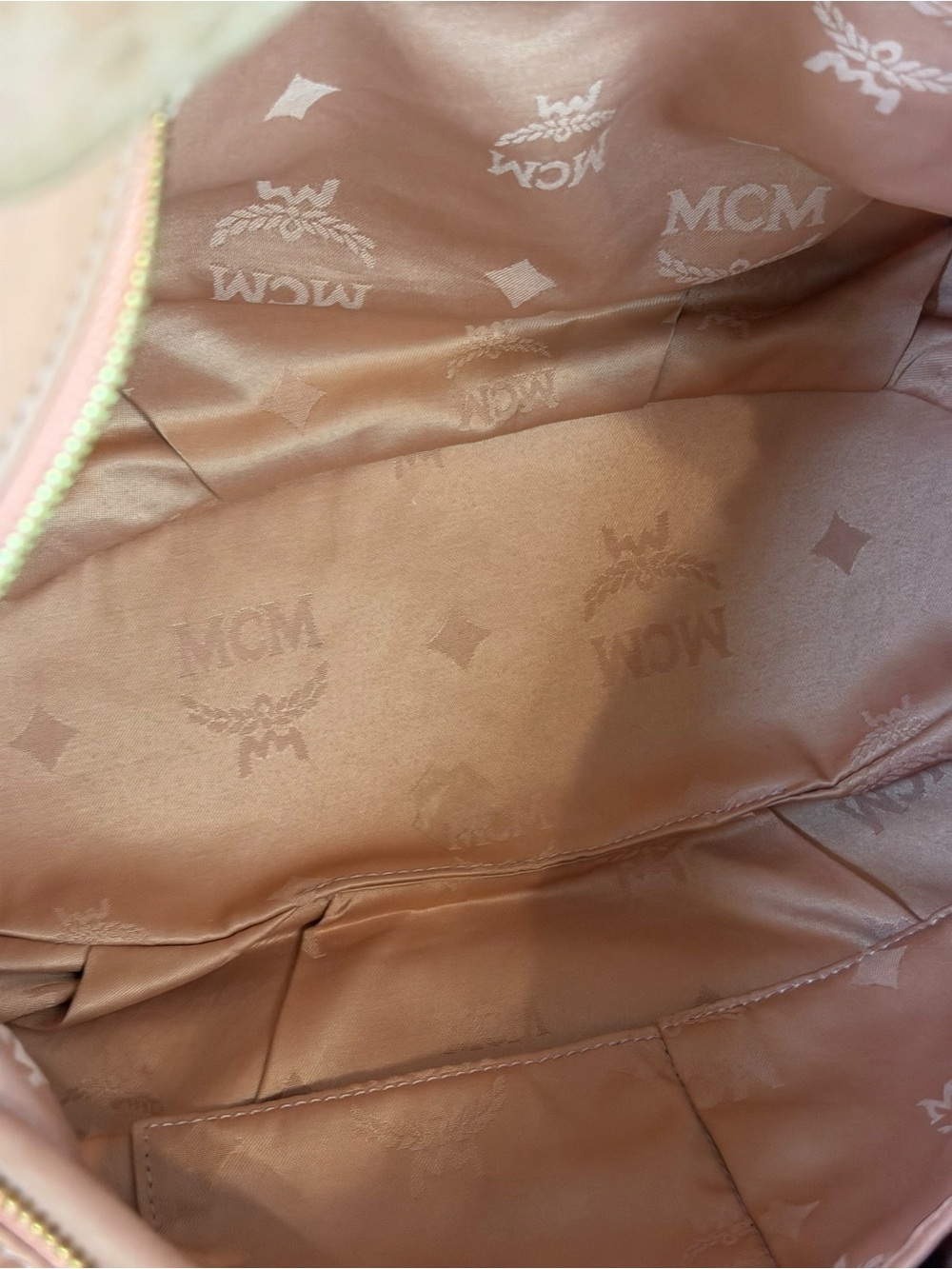 MCM Pink Leather Shoulder Bag with Tan Trim - Picture 6 of 8